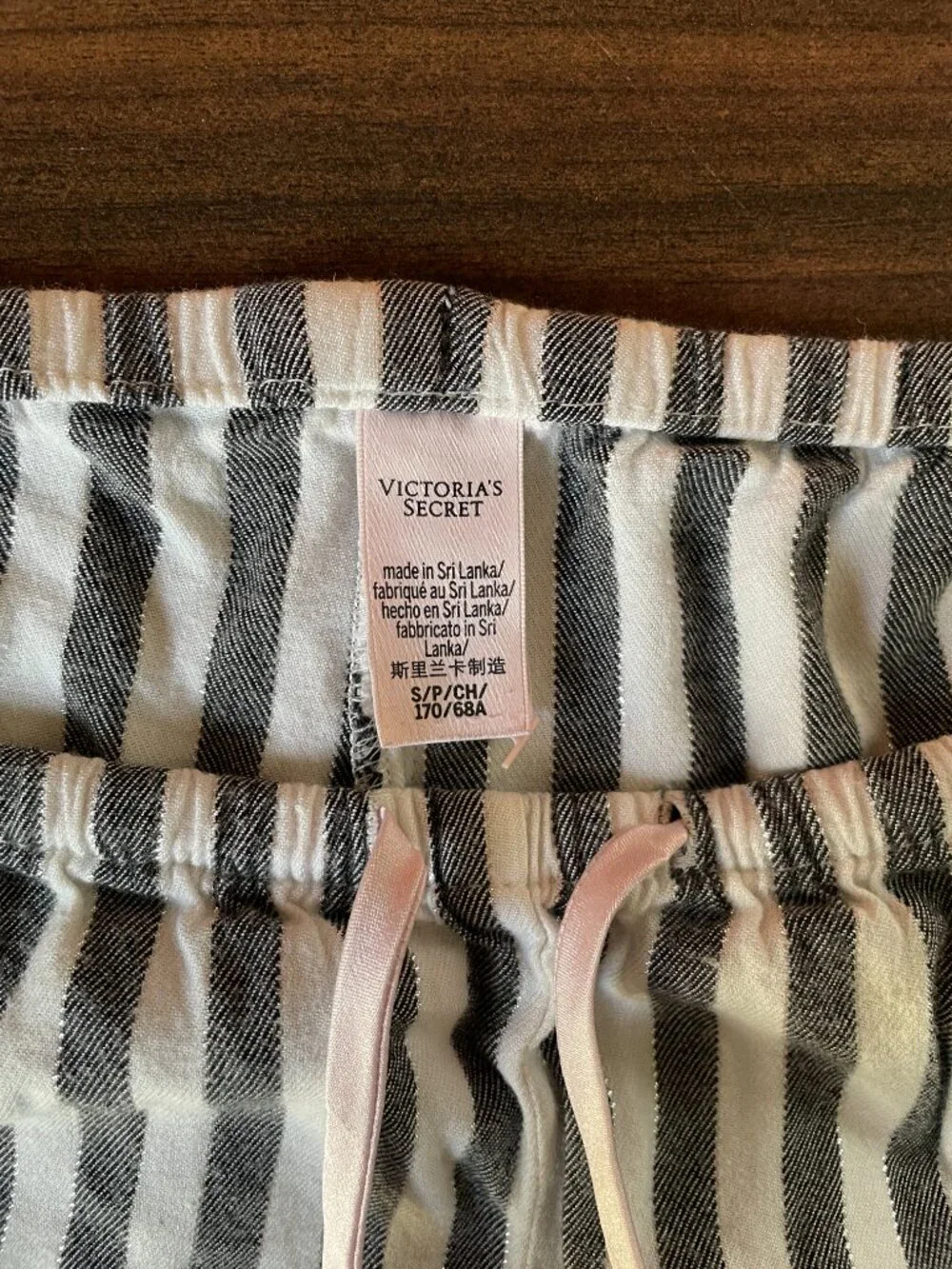 Victoria's Secret Pajama Set Striped Long-Sleeve — Black & White
